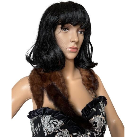 TANNED MINK PELT 29” Scarf Drape Stole Wrap Collar Natural Leather Taxidermy - Picture 4 of 16